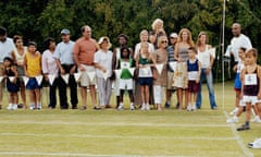 Children (4-9) lining up at starting line at school sports day