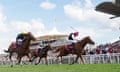 Kyprios ridden by Ryan Moore (right) just holds on from Stradivarius in the Goodwood Cup
