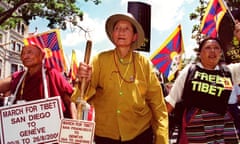 Ani Pachen, who led 600 fighters against the Chinese invasion in 1958, marching in Washington DC in 2000 to support a free Tibet.