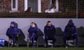 José Mourinho and his coaching staff watch on during Spurs’ FA Cup win at eighth-tier Marine AFC