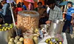 A pani uri stall in Kolkata, India