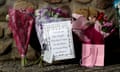 Flowers left outside the Aberfan Memorial Garden in Wales, on the 50th anniversary of the Aberfan disaster.