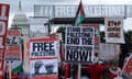 Activists participate in a pro-Palestinian protest near the US Capitol on 24 July.