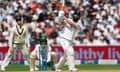 Moeen Ali hits out during his innings of 54 at Old Trafford.