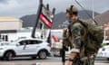 Dutch Marines stand guard in Philipsburg, St. Maarten