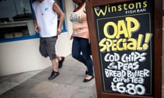 The Great British Seaside - Weston-Super-Mare<br>WESTON-SUPER-MARE, ENGLAND - JUNE 11: A sign advertises a meal deal outside a cafe as visitors enjoy the fine weather on June 11, 2015 in Weston-Super-Mare, England. Many traditional British seaside resorts are gearing up for the summer season and will be hoping that the traditional attractions offered will help keep visitor numbers up. (Photo by Matt Cardy/Getty Images)