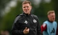 Eddie Howe takes charge of Newcastle training