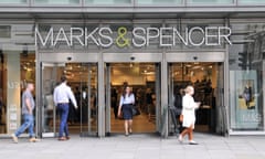 A general view of Marks and Spencer signage and store entrance in Fenchurch Street, London