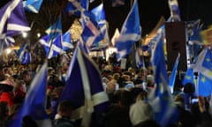 Independence supporters hold a rally outside the Scottish parliament at Holyrood. 