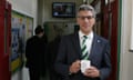 Steve Chalke in a school corridor