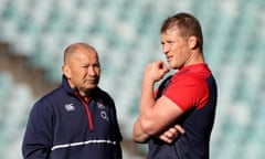 Dylan Hartley and Eddie Jones at England training