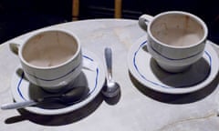 Empty coffee cups at cafe