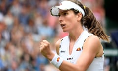 Johanna Konta reacts during her third-round match against Sloane Stephens.