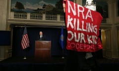 Protests at an NRA news conference following the Sandy Hook school shooting in Connecticut in 2012.  (Photo by Alex Wong/Getty Images)