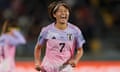 Hinata Miyazawa of Japan celebrates after scoring her team's third goal against Norway.