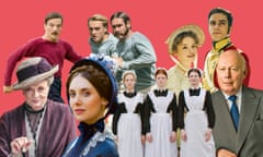 Clockwise from top left: The English Game; Belgravia; Julian Fellowes; Downton Abbey; Doctor Thorne; more Downton.