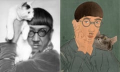 Tsuguharu Foujita photographed in 1927, and a self-portrait from the same year