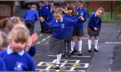 Children playing hopscotch