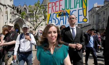 Stella Assange, wife of WikiLeaks founder Julian Assange, leaves the high court in London.