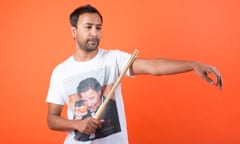 Rhik Samadder with the bamboo tapper: ‘You could just use your hands.’