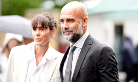 Manchester City manager Pep Guardiola with his wife Cristina Serra.