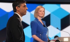 Rishi Sunak and Liz Truss during the BBC Conservative leadership debate.