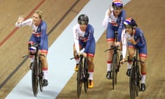 Great Britain’s Laura Kenny, Neah Evans, Katie Archibald and Elinor Barker