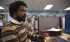 Lakeith Stanfield as Cassius, with Danny Glover as Langston, in Sorry to Bother You.