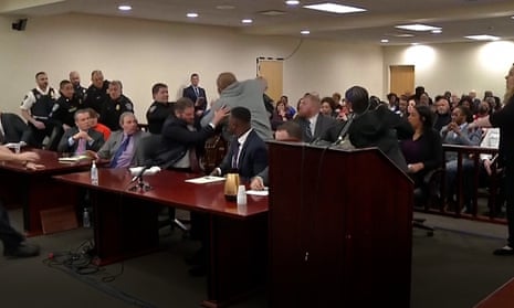 Man rushes at Buffalo shooter during sentencing hearing – video