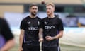 Chris Woakes and Ben Stokes during a net session at Trent Bridge