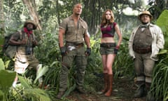 Kevin Hart, Dwayne Johnson, Karen Gillan and Jack Black in Jumanji – Welcome to the Jungle