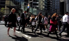 File photo of office workers and shoppers walking through Sydney's central business district