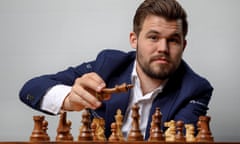 Magnus Carlsen, the World Chess Champion from Norway, poses for a portrait before taking part in simultaneous games with tweny-one opponents at the Four Seasons Hotel on January 8th 2020 in London (Photo by Tom Jenkins)