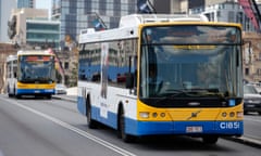 Translink Buses cross the Victoria Bridge in Brisbane