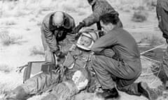 Joe Kittinger after his skydive from 19.5 miles above sea level in 1960. The retired air force colonel, whose record jump stood for 52 years, has died of lung cancer aged 94.