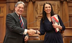 Prime minister-elect Jacinda Ardern and NZ First leader Winston Peters at the coalition agreement signing.