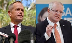 Australia’s Federal Election 2019<br>epa07572105 (COMPOSITE) - An undated composite image shows Australia’s Opposition Leader Bill Shorten (L) and Prime Minister Scott Morrison (R), Australia (issued 15 May 2019). Incumbent Prime Minister Scott Morrison, from the Liberal-National Coalition, is attempting to win a three-year term against Labor Opposition leader Bill Shorten. The Australian federal election will be held on 18 May 2019 to elect members of parliament. EPA/MICK TSIKAS / LUKAS COCH AUSTRALIA AND NEW ZEALAND OUT