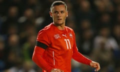 England v Switzerland: UEFA U21 Championship Qualifier<br>BRIGHTON, ENGLAND - NOVEMBER 16:  Shani Tarashaj of Switzerland U21 during the UEFA U21 Championship Qualifier between England and Switzerland at Amex Stadium on November 16, 2015 in Brighton, England.  (Photo by Catherine Ivill - AMA/Getty Images)