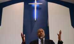 Republican Presidential Candidate Ben Carson Speaks At Sunday Church Service In Iowa<br>DES MOINES, IA - AUGUST 16: Republican presidential hopeful Ben Carson (C) speaks during church services at Maple Street Missionary Baptist Church on August 16, 2015 in Des Moines , Iowa. Ben Carson attended Sunday church services before campaigning at the Iowa State Fair. (Photo by Justin Sullivan/Getty Images)