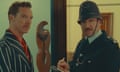 Funny but inscrutable … Benedict Cumberbatch as Henry Sugar and Ralph Fiennes as the policeman in The Wonderful Story of Henry Sugar.
