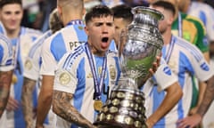 Enzo Fernández with the Copa América trophy on Sunday