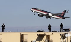 Donald Trump's plane leaves LaGuardia  in New York