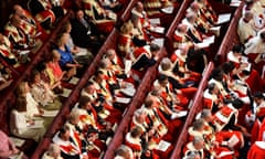 Peers and guests in the House of the Lords.