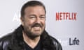 Ricky Gervais at a screening of Netflix's After Life in New York in 2019