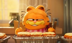 This image released by Sony Pictures shows Garfield, voiced by Chris Pratt, in a scene from the animated film "The Garfield Movie." (Columbia Pictures/Sony via AP)