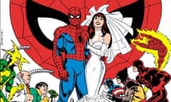 Marriage made in comics heaven … detail of Spider-Man, in John Romita Sr’s design,  in a 1987 Marvel annual.