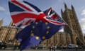 An EU flag outside of the Houses of Parliament in Westminster