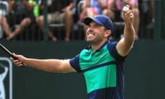 Charl Schwartzel of South Africa celebrates after sinking the winning putt in a playoff against Bill Haas to win the Valspar Championship.