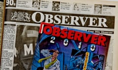 An old copy of the Observer, and its magazine with '2010' above a futuristic illustration