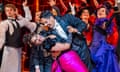 Danielle de Niese (Hanna Glawari) and Germán Olvera (Count Danilo Danilovitsch), centre, in The Merry Widow by Franz Lehár at Glyndebourne.